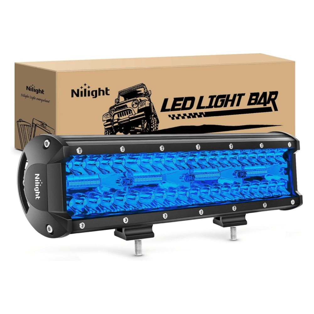 12 Inch 240W 30000LM Blue Triple Row Spot/Flood Led Light Bar Light Bars - Top Tuning Boost