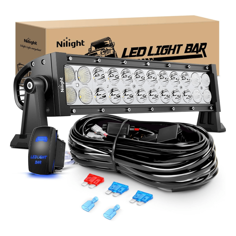 13.5 Inch 72W Double Row Spot Flood Led Light Bar | 16AWG Wire 5Pin Switch Light Bars - Top Tuning Boost