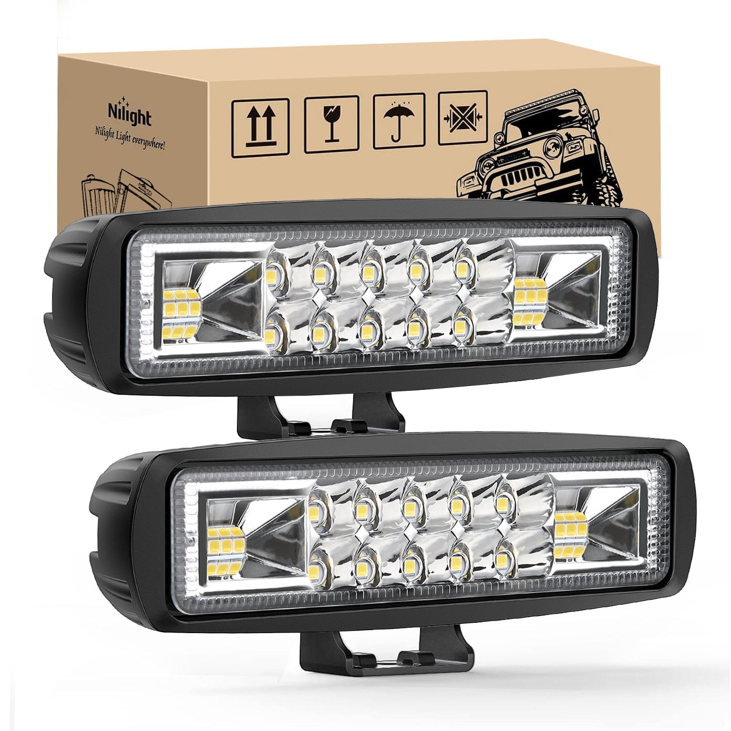 LED Pods 2PCS 6 Inch 60W Flood Spot Beam Combo Light Bar Driving Fog Off Road Lighting 12V 24V for Trucks UTV ATV Marine Boat Golf Cart Trailer Light Bars - Top Tuning Boost