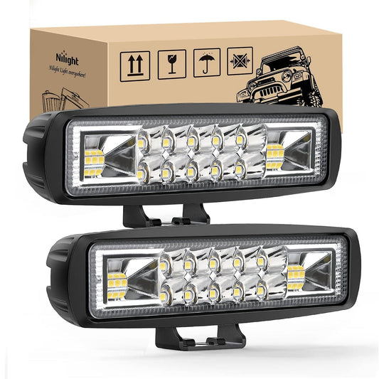 LED Pods 2PCS 6 Inch 60W Flood Spot Beam Combo Light Bar Driving Fog Off Road Lighting 12V 24V for Trucks UTV ATV Marine Boat Golf Cart Trailer Light Bars - Top Tuning Boost