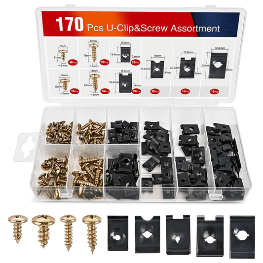 170 Pcs Car U-Clip Screw Assortment Kit Nilight