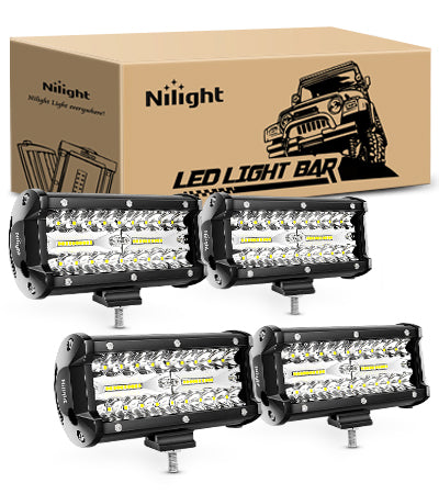 LED Pods 4PCS 6.5 Inch 120W Light Bar Triple Rows Spot Flood Combo Driving Light Waterproof Led Work Light Off-road Truck Car ATV SUV Cabin Boat, 2 Years Warranty Light Bars - Top Tuning Boost