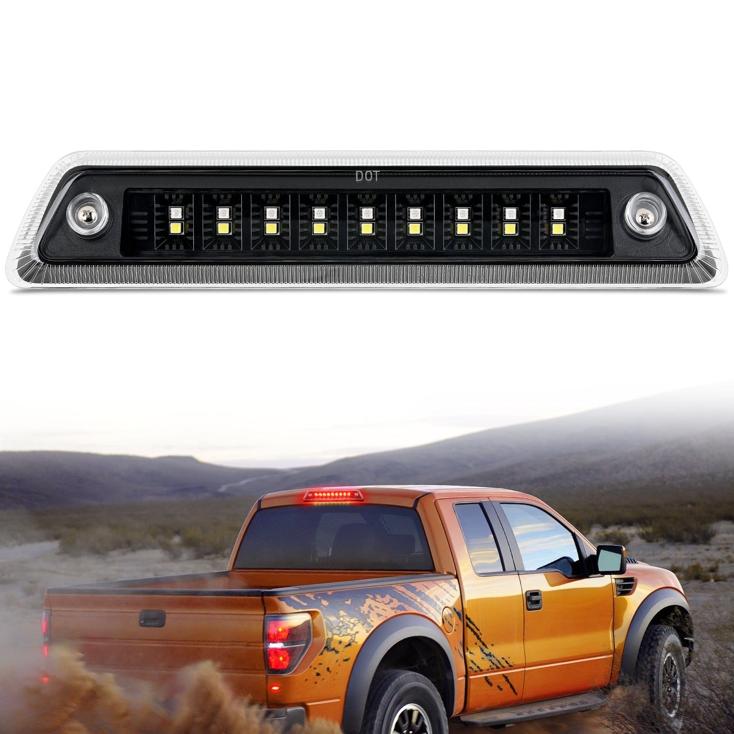 2009 2010 2011 2012 2013 2014 Ford F150 Third Brake Light Clear Lens Headlights - Top Tuning Boost