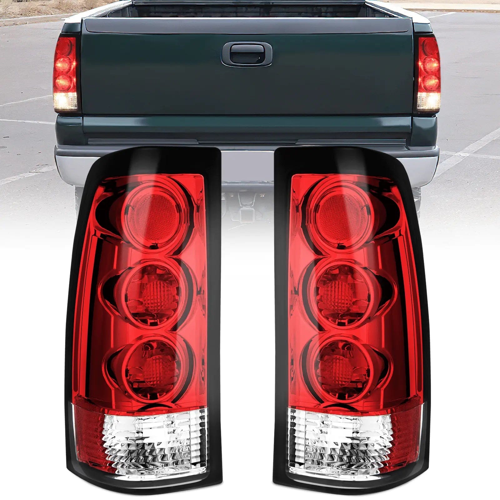 1999 2000 2001 2002 2003 2004 2005 2006 GMC Sierra 1999 2000 2001 2002 Chevy Silverado Red Housing Rear Lamp Replacement Only Fits Fleetside Models Taillight Assembly Tail Lights - Top Tuning Boost