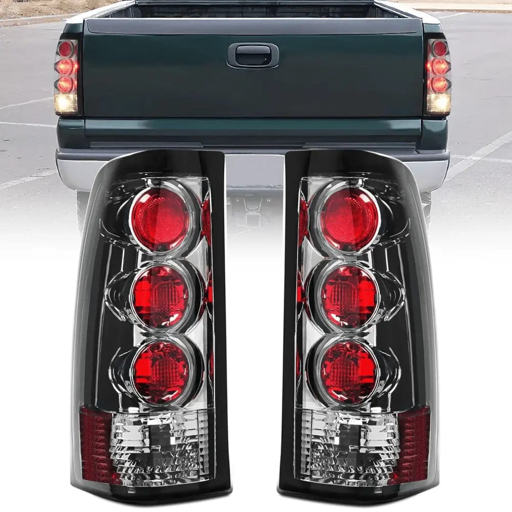 1999 2000 2001 2002 2003 2004 2005 2006 GMC Sierra 1999 2000 2001 2002 Chevy Silverado Tail light Assembly Rear Lamp Smoke Housing Rear Lamp Replacement Only Fits Fleetside Models Driver Passenger Side Tail Lights - Top Tuning Boost