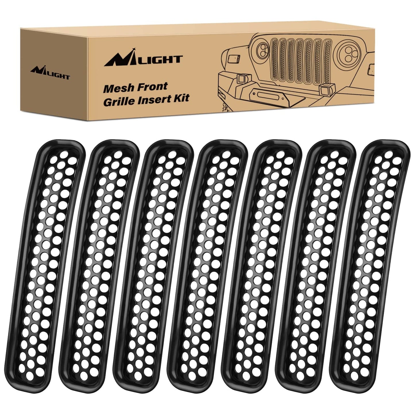 Accessories 7Pcs Front Grille Trims Inserts Cover Guard Fit for 1997 1998 1999 2000 2001 2002 2003 2004 2005 2006 Wrangler TJ & Unlimited