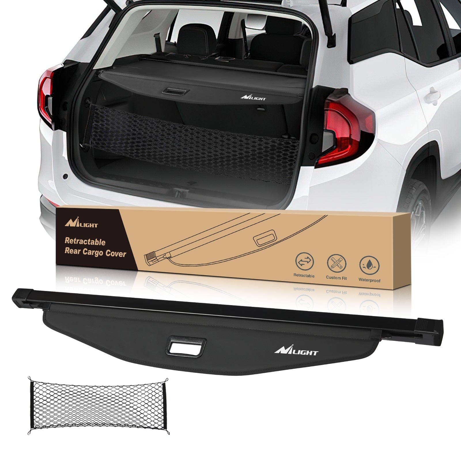 Trunk Cargo Cover 2018 2019 2020 2021 2022 2023 2024 Chevy Equinox GMC Terrain Retractable Trunk Cargo Cover With Trunk Storage Net