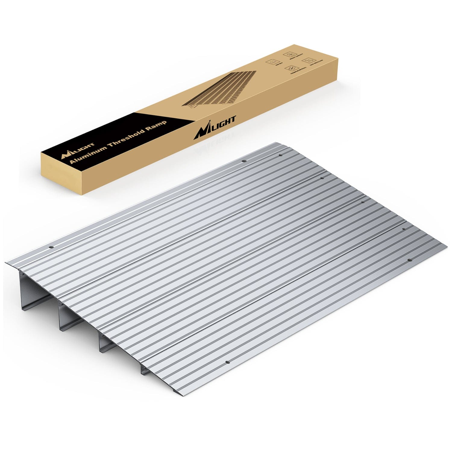 Curb Ramp Door Threshold Ramp 4inch Rise Portable Aluminum Wheelchair Door Transition Entry Ramps for Doorways Home Steps