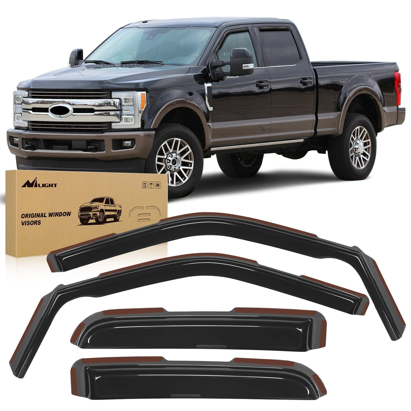 Rain Guards 4pcs Rain Guards for Ford F150 Raptor 2015 2016 2017 2018 2019 2020 Super Cab, F250 F350 F450 F550 Super Duty 2017 2017 2019 2020 2021 2022 2023 Super Cab