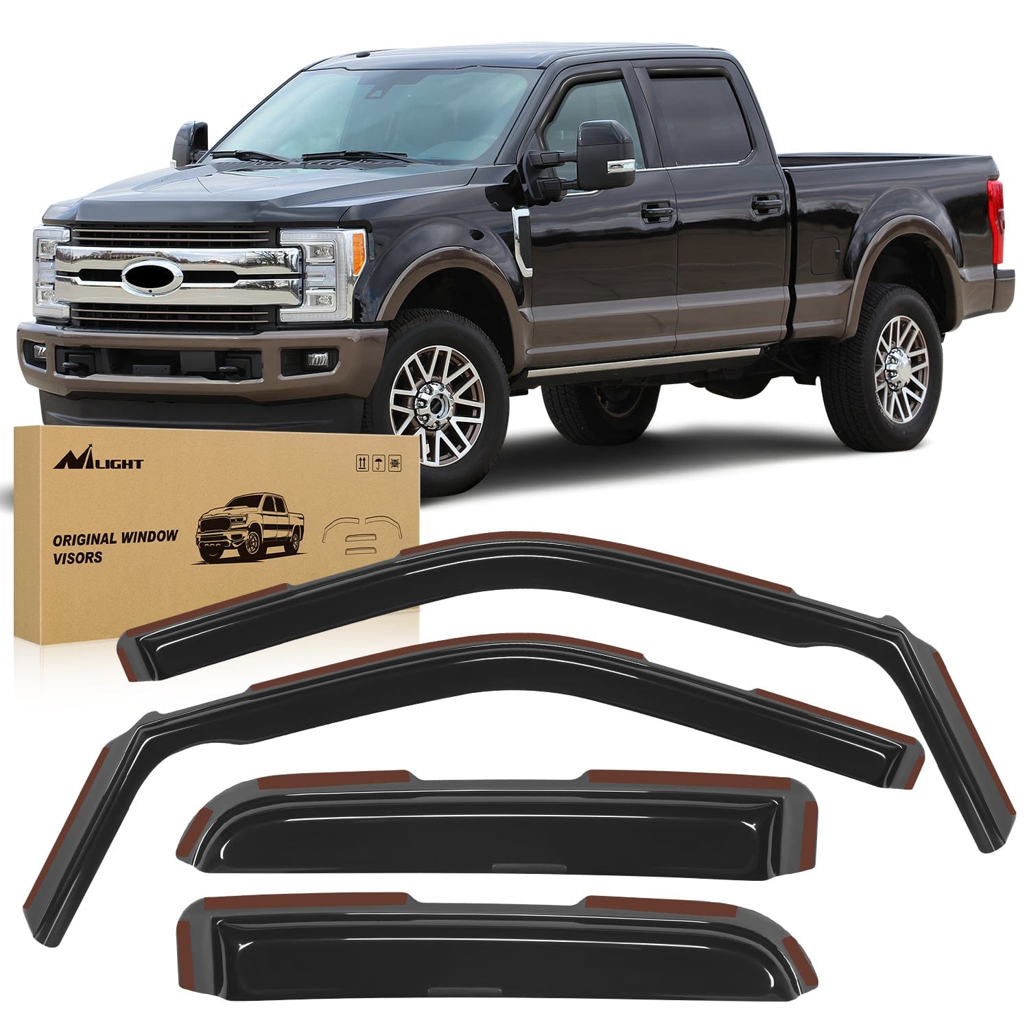 Rain Guards 4pcs Rain Guards for Ford F150 Raptor 2015 2016 2017 2018 2019 2020 Super Cab, F250 F350 F450 F550 Super Duty 2017 2017 2019 2020 2021 2022 2023 Super Cab