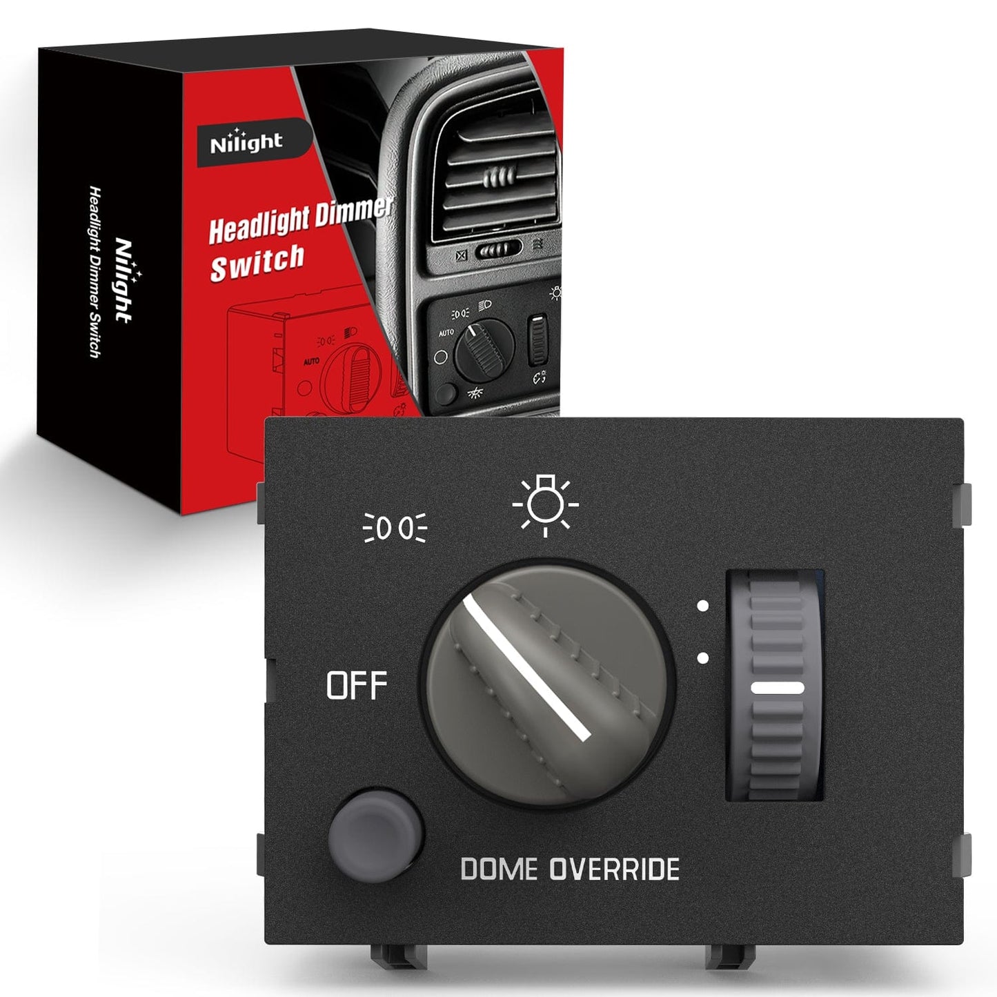 Headlight Dimmer Switch with Yellowish LED Light Compatible with 1995-1999 Chevy Silverado 1500 Tahoe Astro 1995-1999 GMC Yukon 1999-2000 Cadillac Escalade Headlights - Top Tuning Boost