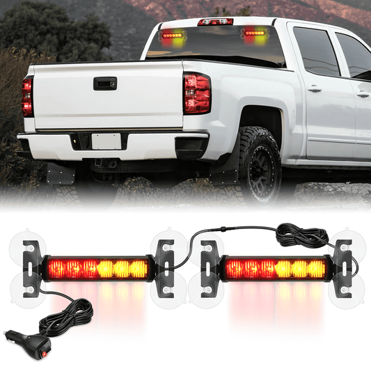 Nilight 12LED Emergency Strobe Traffic Advisor Light Bar 2 in 1 Amber Red Dash Warning Safety Flashing Lights Front/Rear Windshield Construction Lights for Trucks Cars Plow Police Firefighter Vehicles Light Bars - Top Tuning Boost