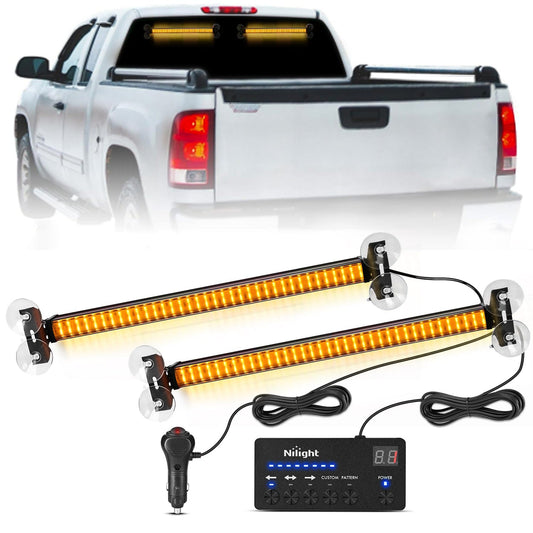 144 LED Strobe Traffic Advisor Light Bar Amber with Controller 2 in 1 Automotive Emergency Warning Flashing Police Windshield Lights Bars for Cars Tow Plow Trucks Construction Vehicles Light Bars - Top Tuning Boost