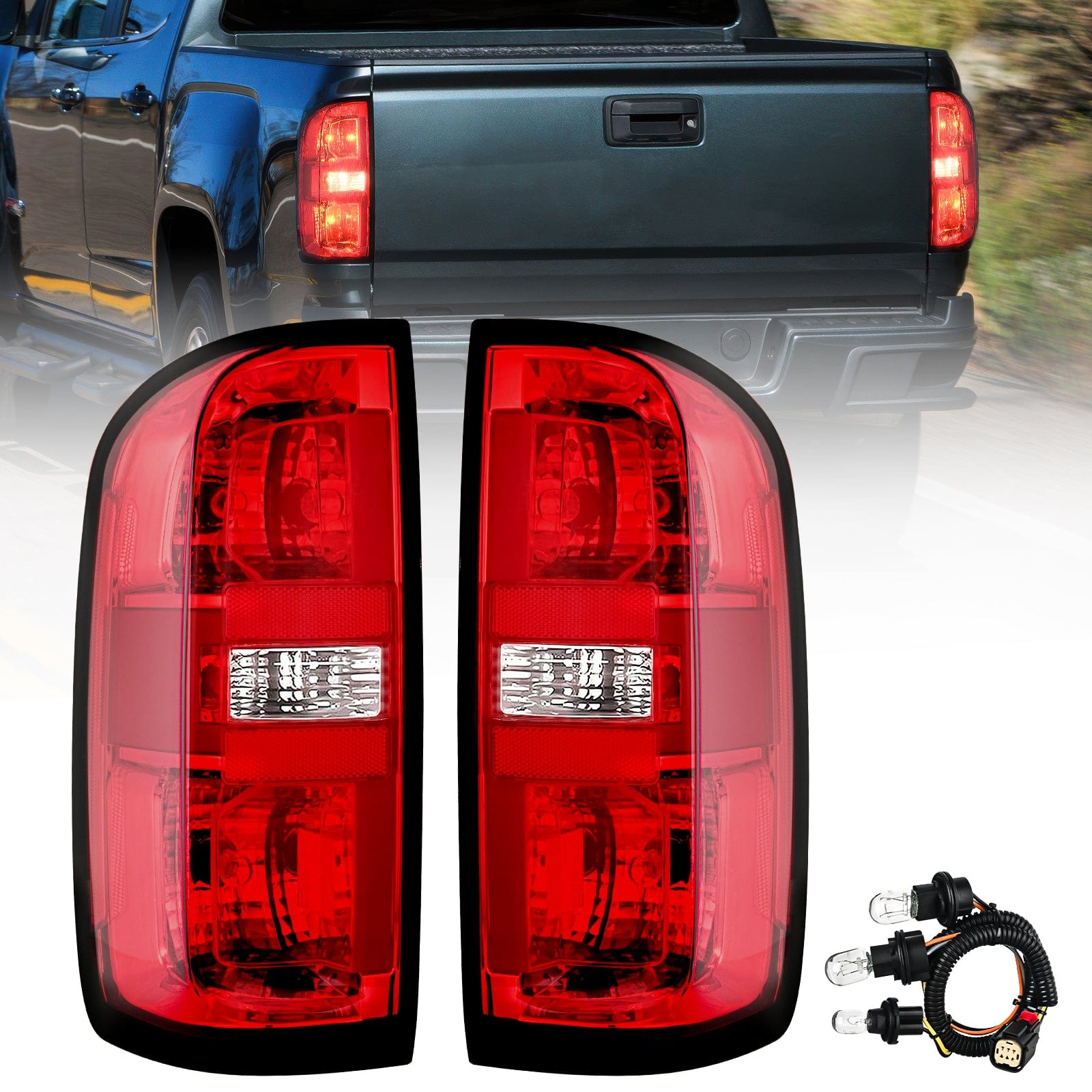2015 2016 2017 2018 2019 2020 2021 2022 Chevy Colorado Taillight Assembly Rear Lamp Replacement OE Style Driver Side and Passenger Side w/Bulbs Tail Lights - Top Tuning Boost