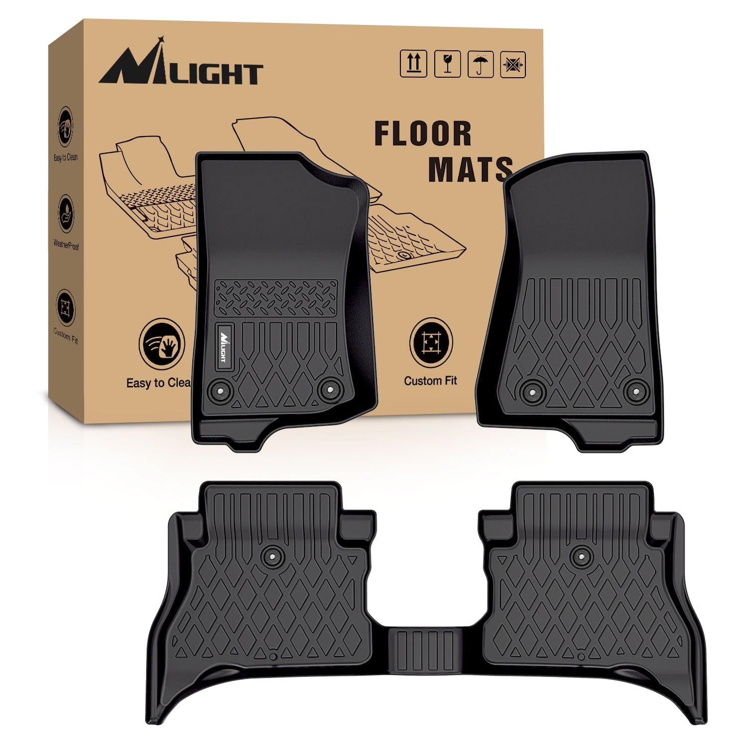 Floor Mat 2021 2022 2023 2024 2025 Jeep Wrangler 4XE Hybrid 4 Doors TPE Floor Mats