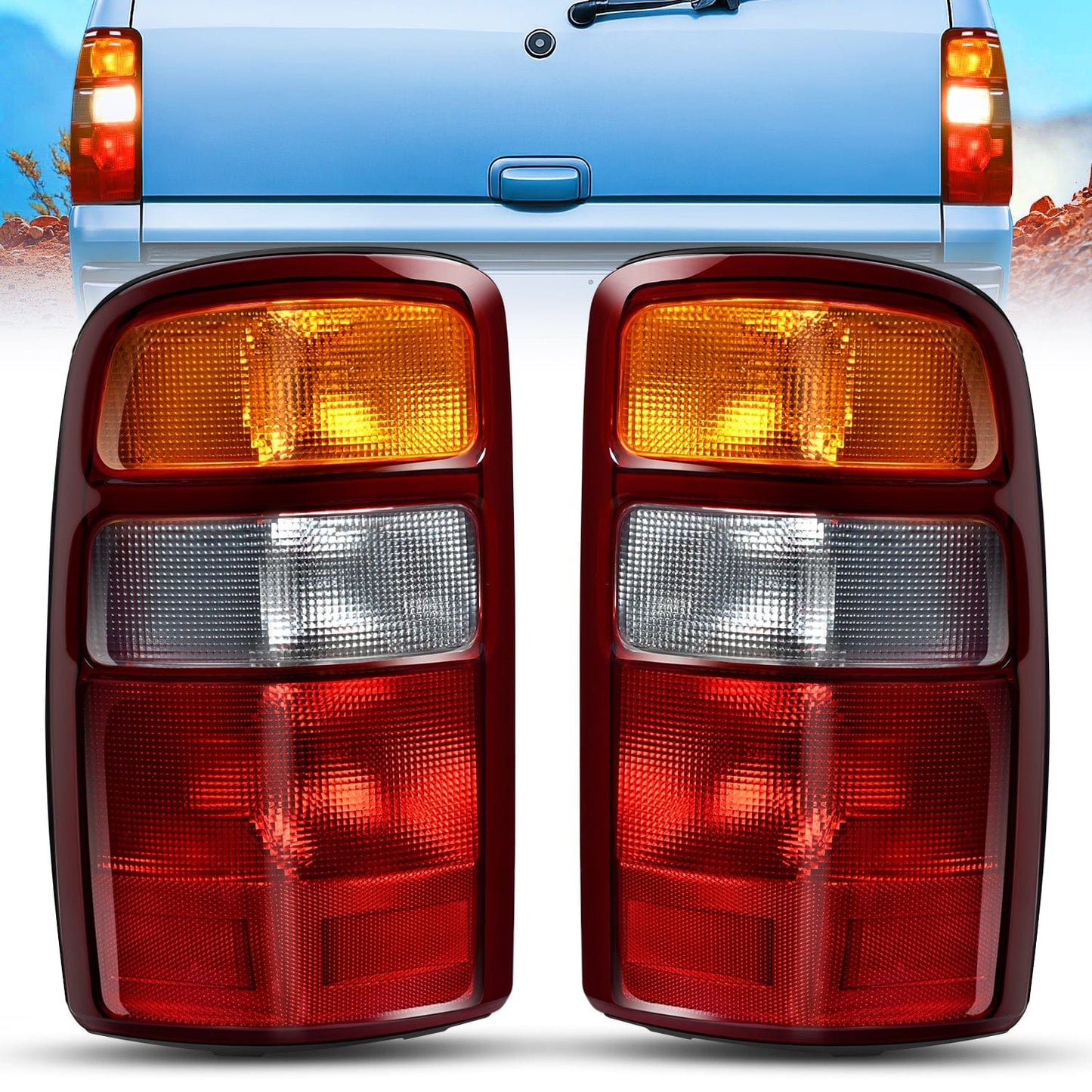 Taillight Assembly Compatible with 2000 2001 2002 2003 2004 2005 2006 Chevy Tahoe Suburban GMC Yukon Tail Light OE Style Rear Lamp Replacement Driver and Passenger Side Tail Lights - Top Tuning Boost