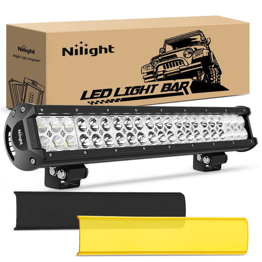 20 Inch 126W Double Row Spot Flood Led Light Bar with Amber/Black Covers Light Bars - Top Tuning Boost