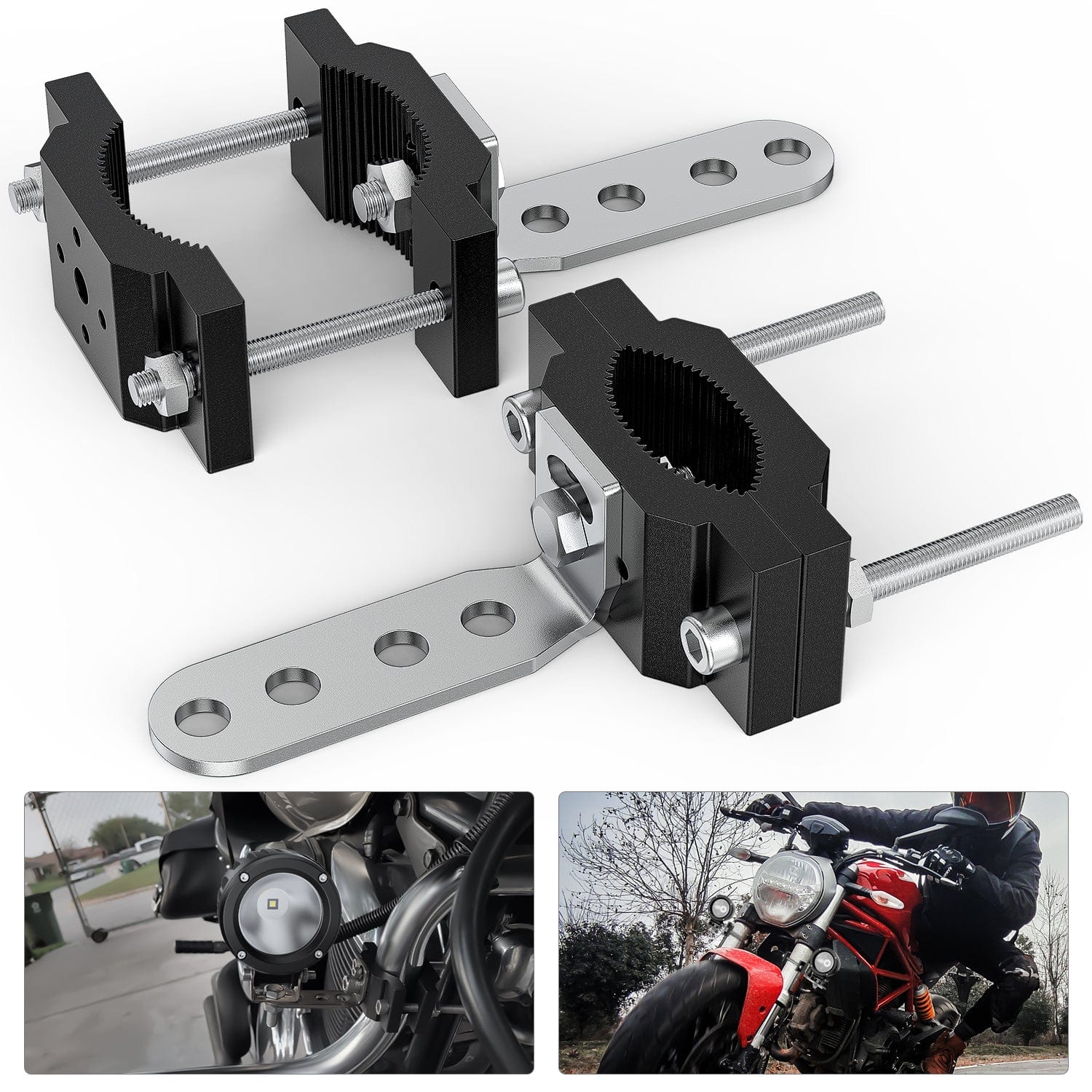 Mounting Accessories 2Pcs Motorcycle Tube Clamp Mounting Brackets 0.7 to 2Inch Round Tube