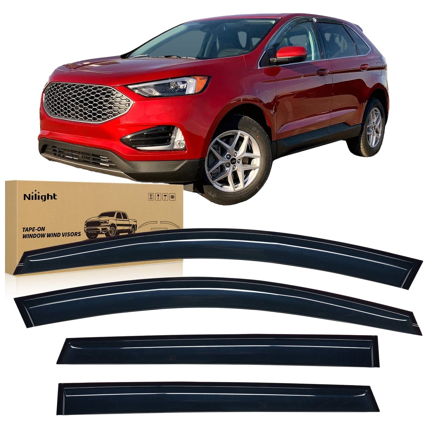 Rain Guards Window Visors for Ford Edge 2015 2016 2017 2018 2019 2020 2021 2022 2023 2024, Out-Channel Window Wind Deflectors Rain Guards -4PCS