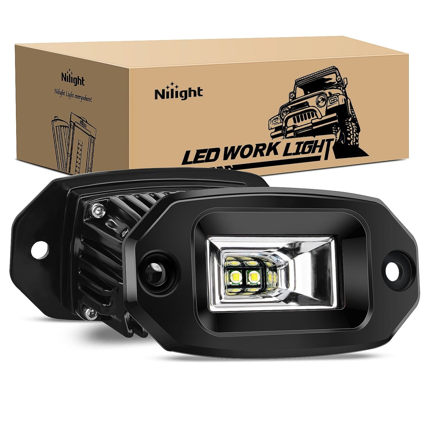 4.5Inch 20W Flush Mount Flood LED Work Light (Pair) Headlights - Top Tuning Boost