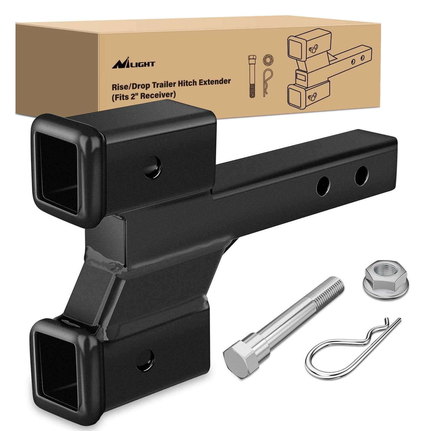 Trailer Hitch 2 Inch Trailer Dual Hitch Receiver with 2 & 4Inch Rise or Drop
