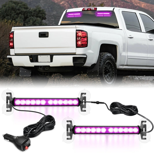 24LED Emergency Strobe Traffic Advisor Light Bar 2 in 1 Purple Dash Warning Safety Flashing Lights Front/Rear Windshield Construction Lights for Trucks Cars Plow Police Firefighter Vehicles Light Bars - Top Tuning Boost