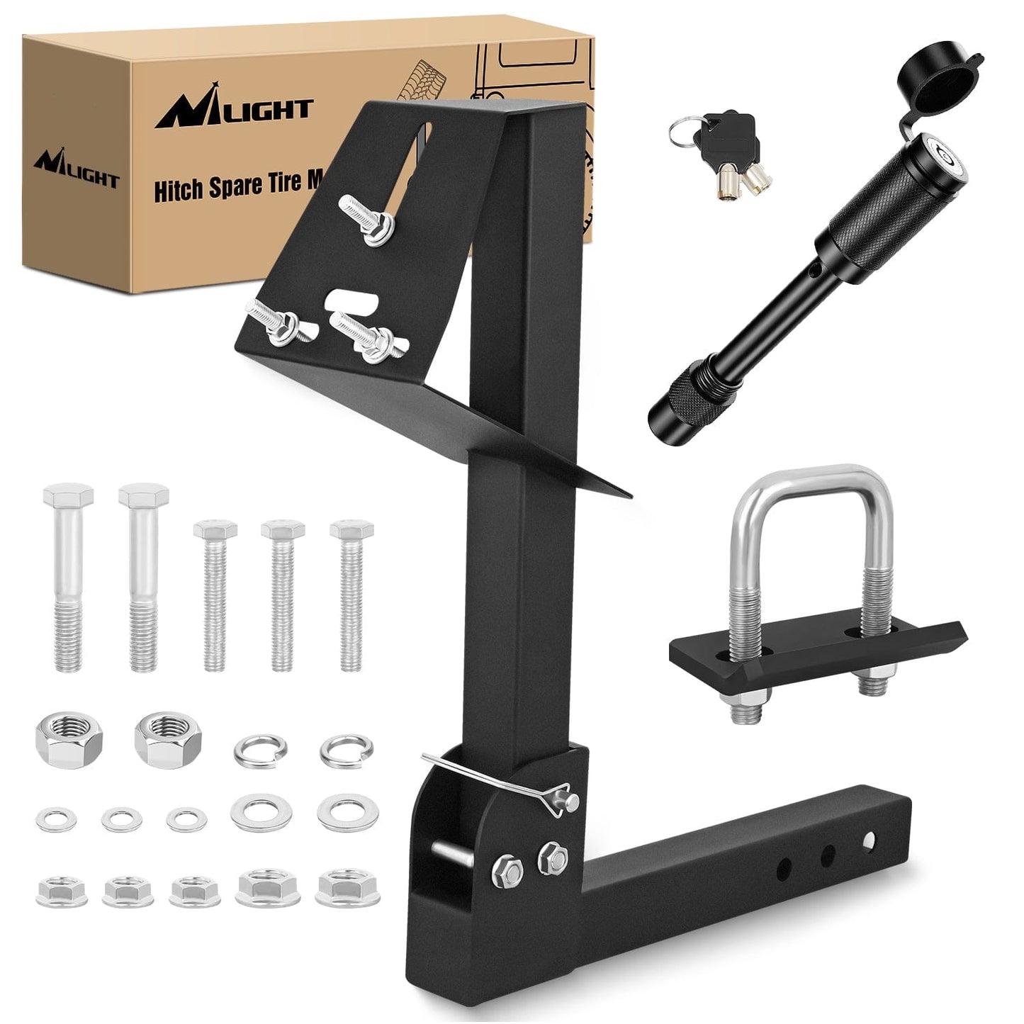 Trailer Hitch Trailer Hitch Spare Tire Carrier Adjustable Hitch Spare Tire Mount for Truck SUV ATV UTV for 2 Inch Receiver Fits 4 & 5 & 6 Lugs Trailer Wheels