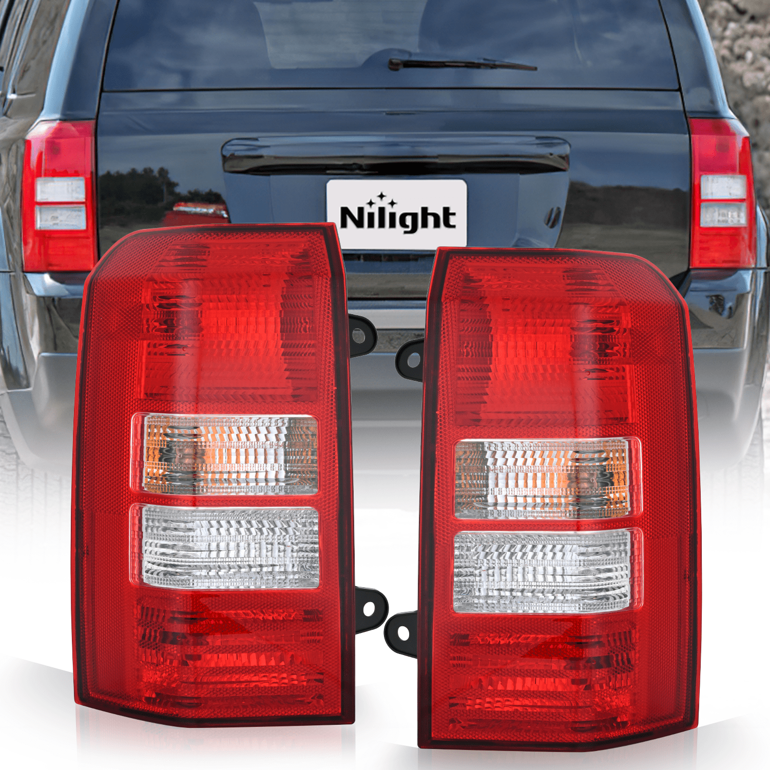 Taillight Assembly Compatible with 2008 2009 2010 2011 2012 2013 2014 2015 2016 2017 Jeep Patriot Tail Light OE Style Rear Lamp Replacement Driver and Passenger Side w/Bulbs Tail Lights - Top Tuning Boost