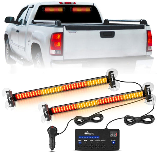 144 LED Strobe Traffic Advisor Light Bar Amber Red with Controller 2 in 1 Automotive Emergency Warning Flashing Police Windshield Lights Bars for Cars Tow Plow Trucks Construction Vehicles Light Bars - Top Tuning Boost