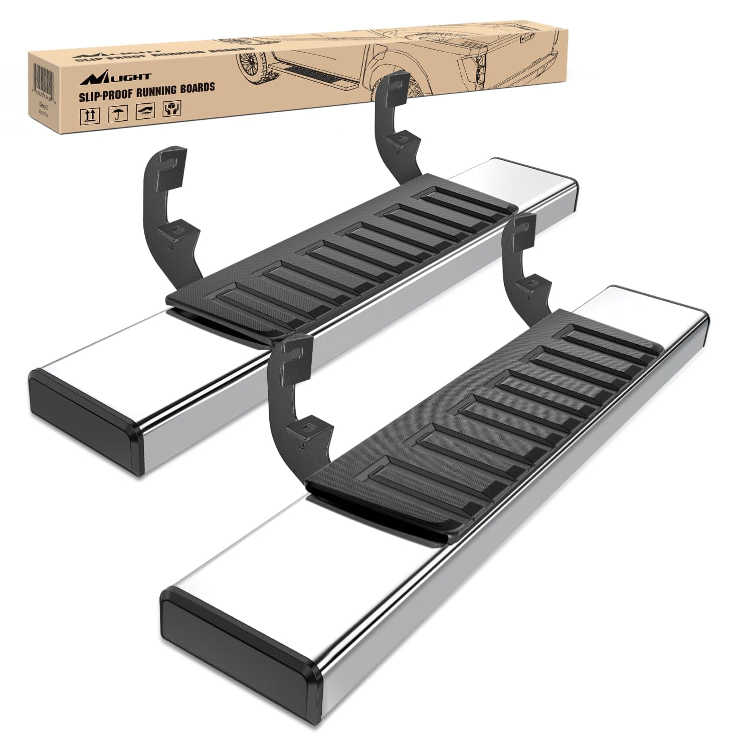 Running Board Running Boards for 2019 2020 2021 2022 2023 2024 2025 Chevy Silverado GMC Sierra 1500 2500 3500 Regular Standard Single Cab 6 Inch Side Step Nerf Bars Stainless Steel