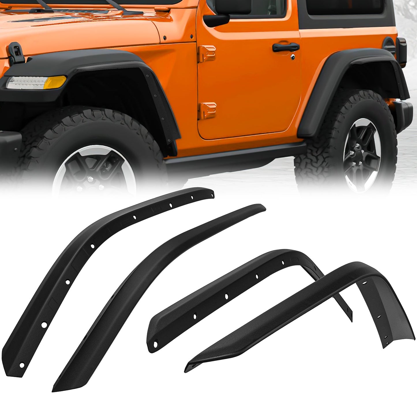 Nilight Fender Flares Extensions Set Compatible with 2018 2019 2020 2021 2022 2023 2024 Wrangler JL and JLU Unlimited 2/4 Doors (Only for High Wheel Arches) Off-Road Widened Front Rear Flat 4 PCS