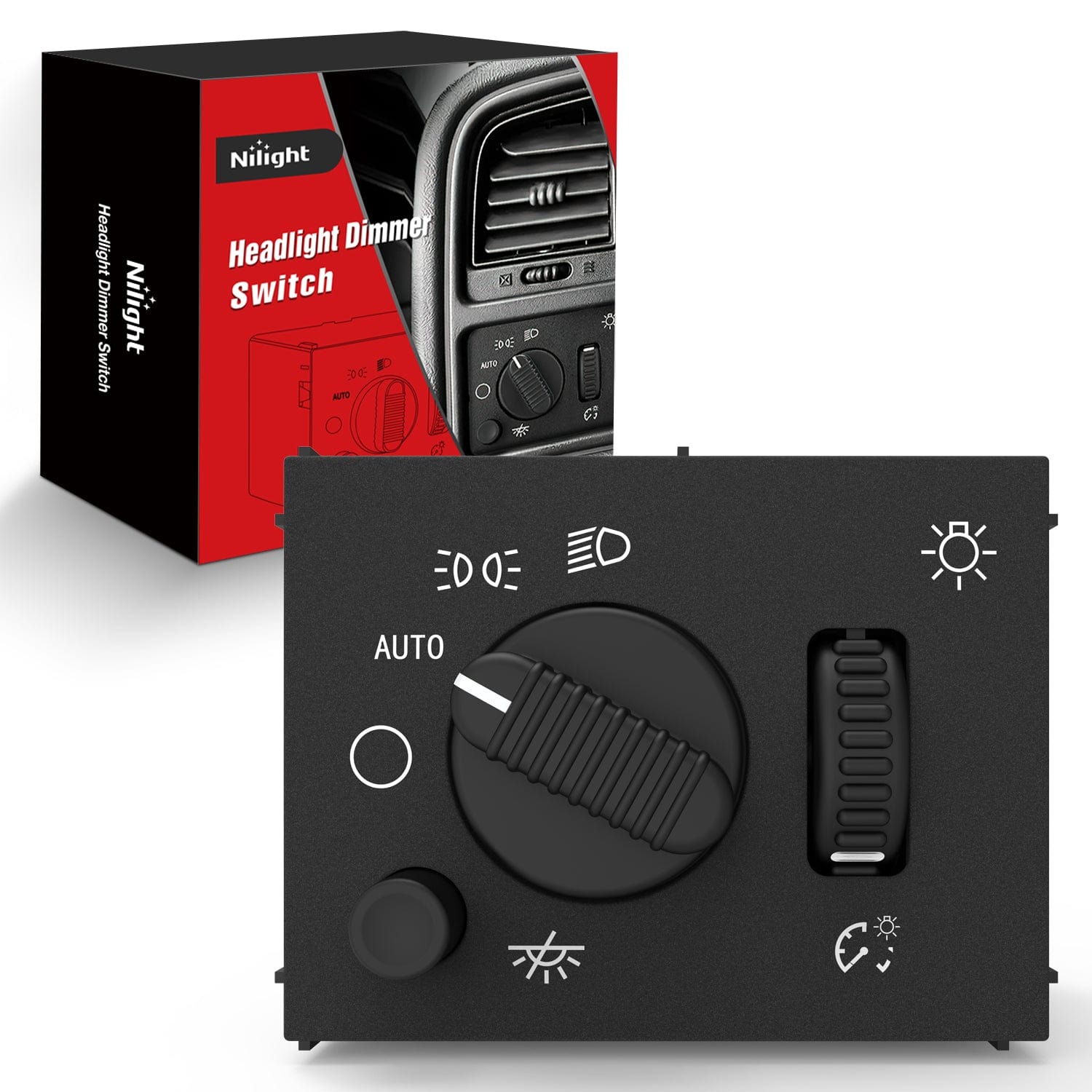 Headlight Dimmer Switch with Warm White LED Light Compatible with 2003-2007 Chevy Silverado 1500 2500 3500 2003-2006 GMC Sierra 1500 2500 Cadillac Escalade Headlights - Top Tuning Boost