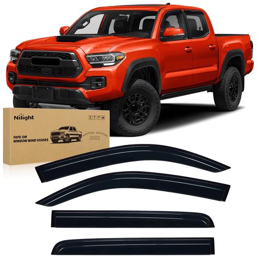 Rain Guards Window Rain Guards for Toyota Tacoma Double Cab 2016 2017 2018 2019 2020 2021 2022 2023, Out-Channel Window Visors Vent Wind Deflectors-4PCS