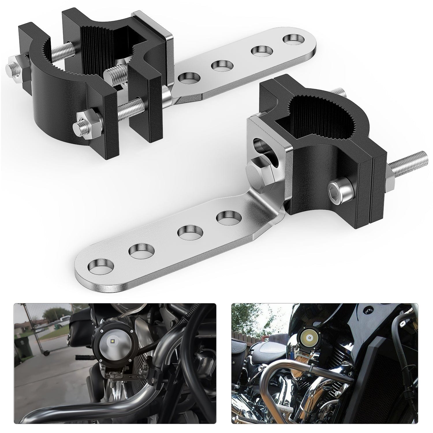 Mounting Accessories 2Pcs Motorcycle Tube Clamp Mounting Brackets 0.7 to 1.2Inch Round Tube