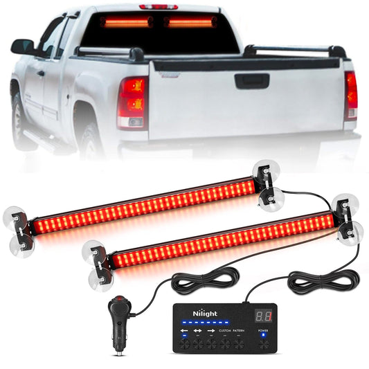 24LED Emergency Strobe Traffic Advisor Light Bar 2 in 1 Red Dash Warning Safety Flashing Lights Front/Rear Windshield Construction Lights for Trucks Cars Plow Police Firefighter Vehicles Light Bars - Top Tuning Boost