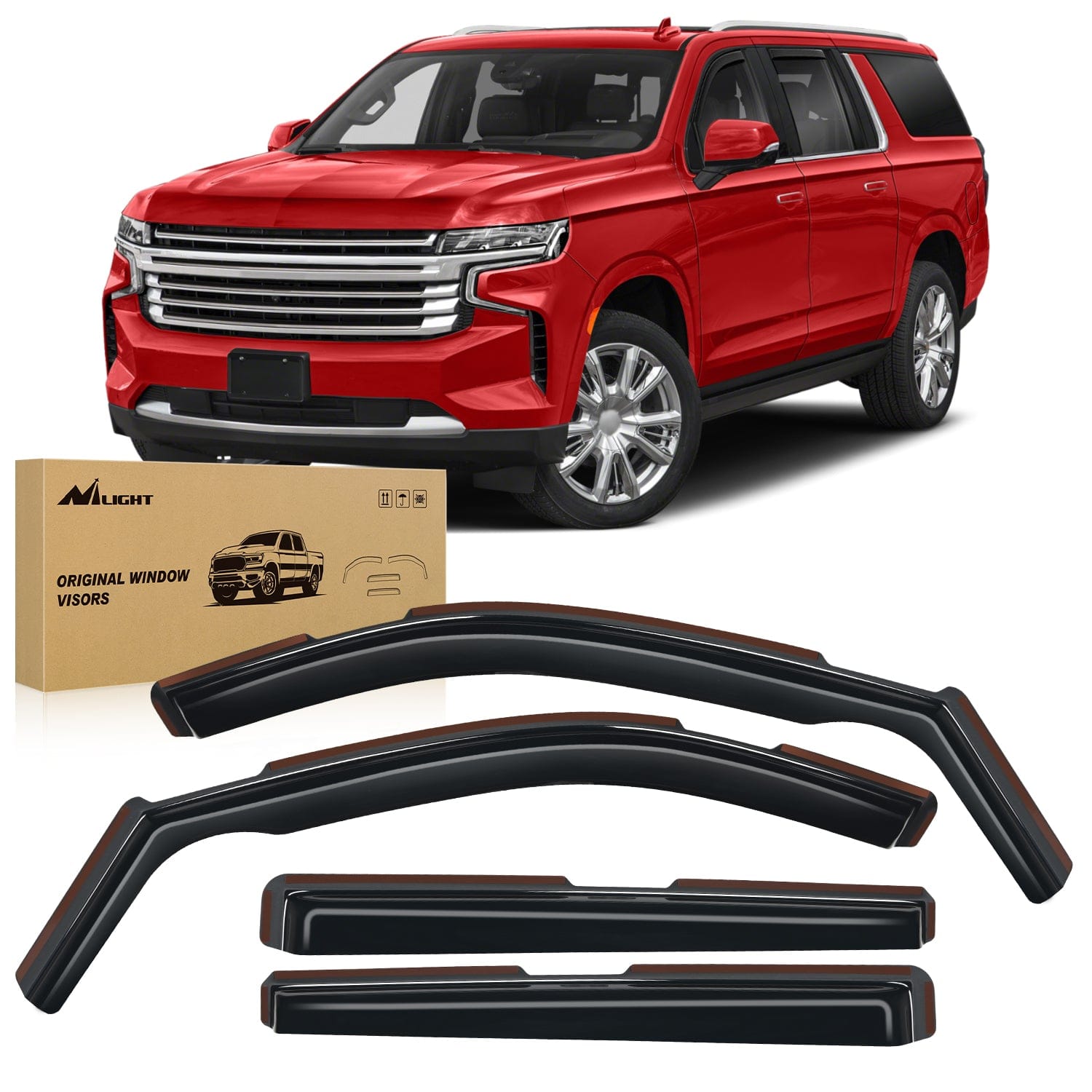 Rain Guards 4pcs Durable in Channel Rain Guards for Chevy Suburban 2021 2022 2023 2024 2025