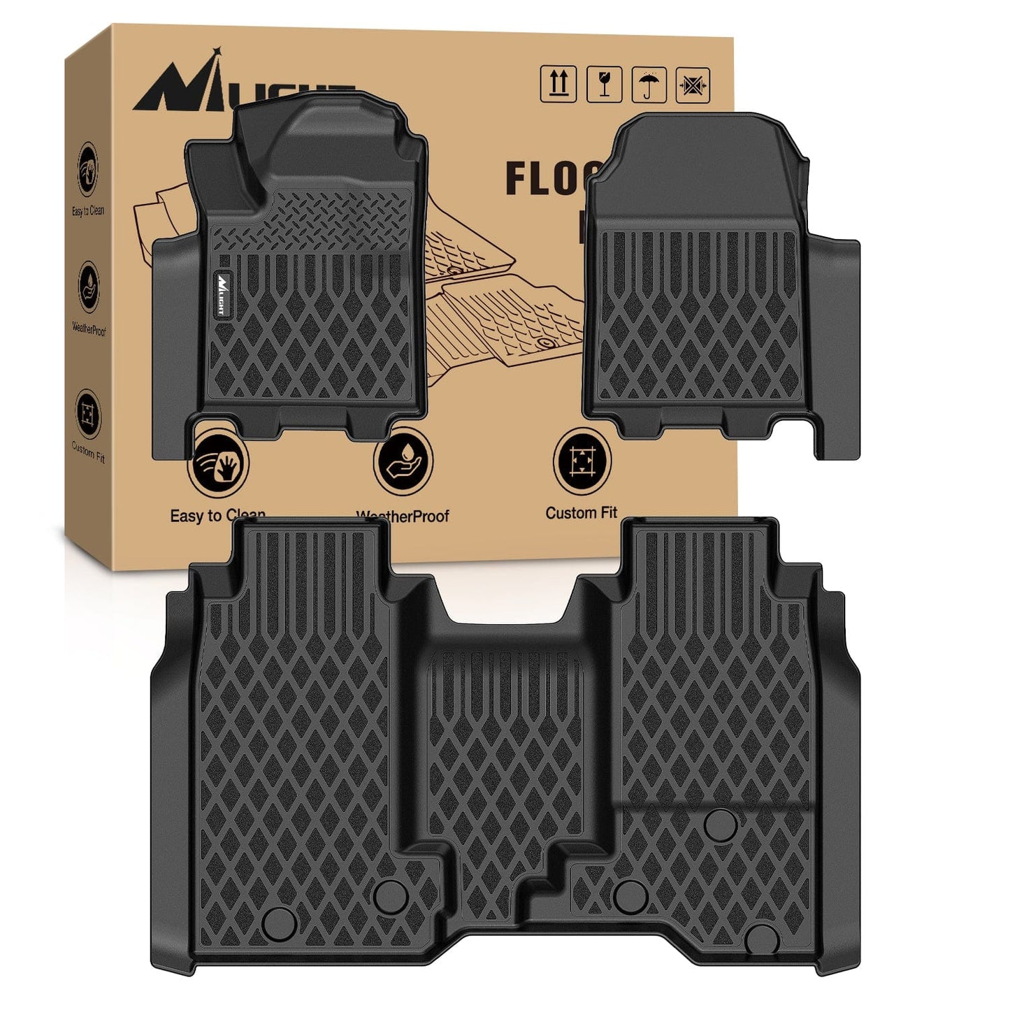 Floor Mat TPE Floor Mats for Chevy Chevrolet Silverado EV WT Only 2024 2025 2026 All Weather Custom Fit Heavy Duty Floor Liners