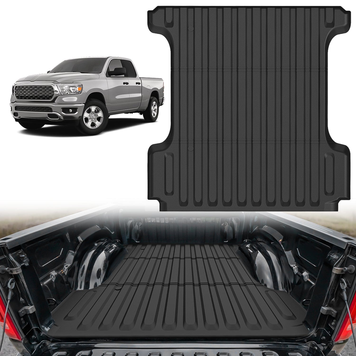 Truck Bed Mat Truck Bed Mat 5.7FT for 19-24 25 Dodge Ram 1500, TPE Anti-Slip Vehicle Cargo Bed Liner Mat for 2019 2020 2021 2022 2023 2024 2025 Dodge Ram 1500, All Weather Protection for Your Truck