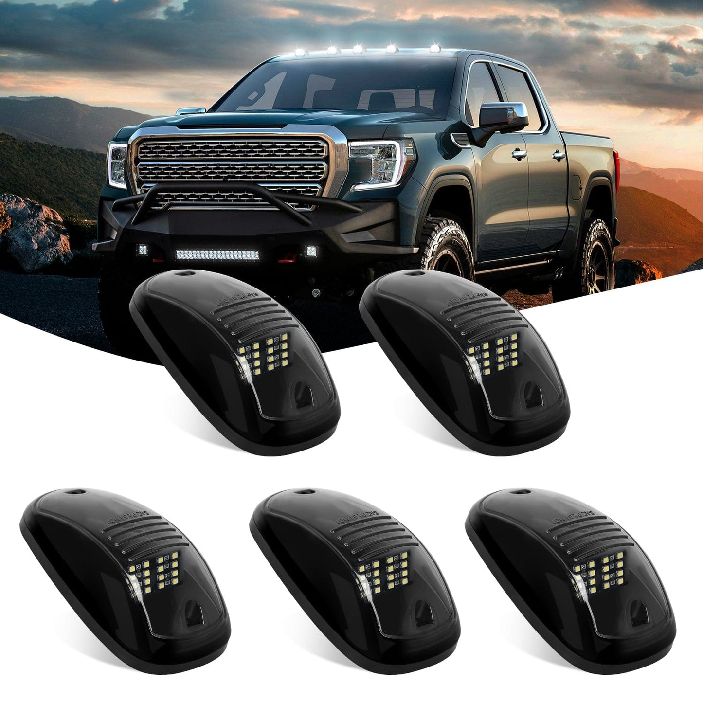 5PCS 16LED White Cab Roof Marker Light Headlights - Top Tuning Boost