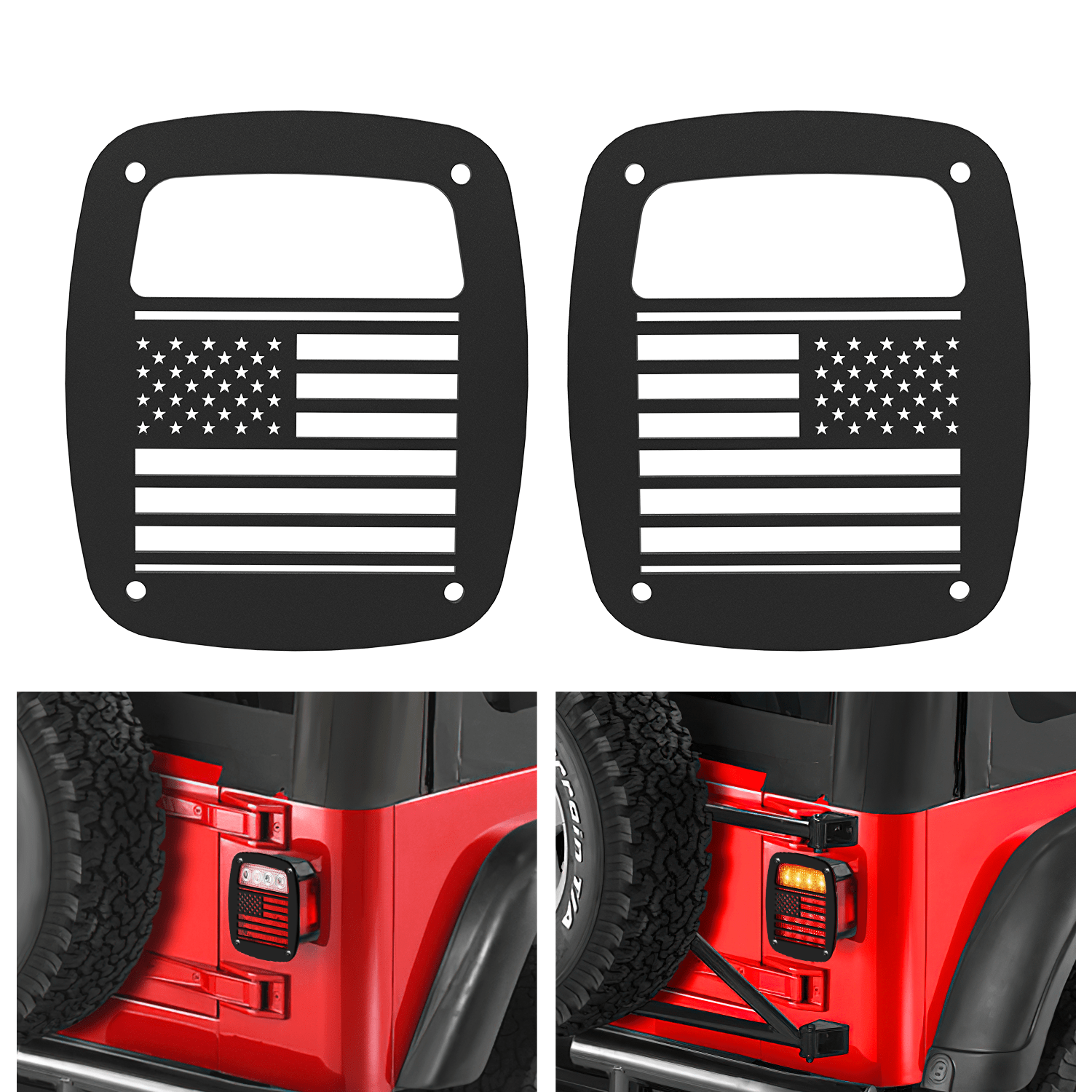 Tail Light Covers, 2PCS Black Rear Brake Light Guards Protector Exterior Accessories for 1987-2006 Wrangler TJ YJ Tail Lights - Top Tuning Boost