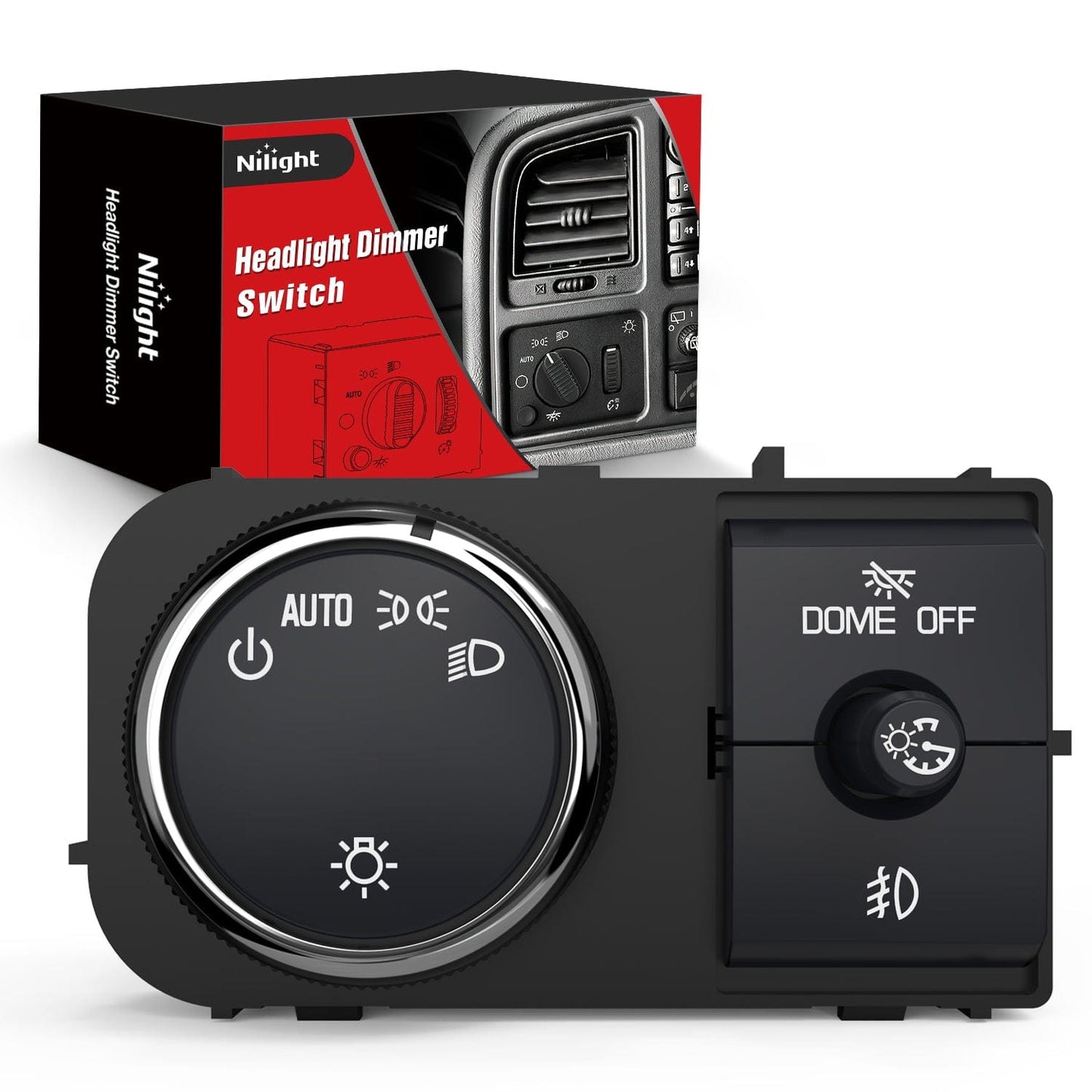 Headlight Dimmer Switch with Greenish LED Light Compatible with 2007 2008 2009 2010 2011 2013 Chevy Silverado 1500 2500HD 3500HD Tahoe 2007-2014GMC Sierra 2500HD 3500HD Yukon Headlights - Top Tuning Boost