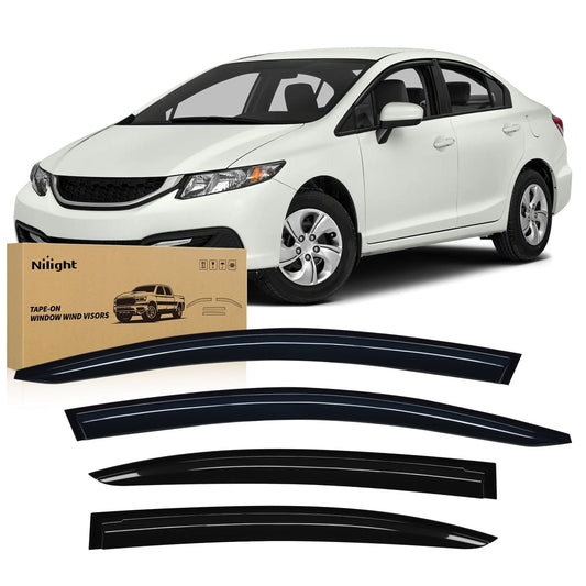Rain Guards Window Rain Guards for Honda Civic 2012 2013 2014 2015, Window Wind Deflectors Vent Visors, Tape on-4PCS