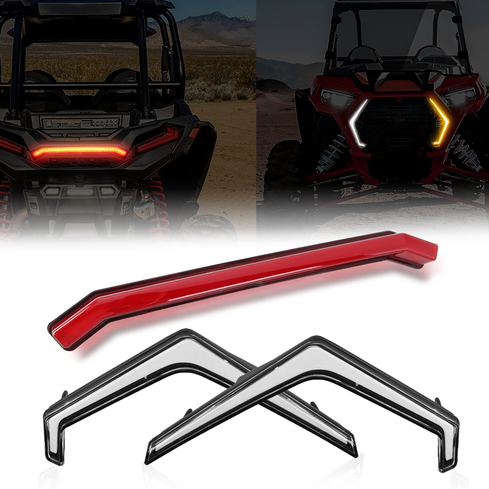 Turn Signal Fang Lights Rear Center Tail Light Kit Assembly Compatible with Polaris RZR XP 1000 Turbo Accessories 2019 2020 2021 2022 2023 Tail Lights - Top Tuning Boost