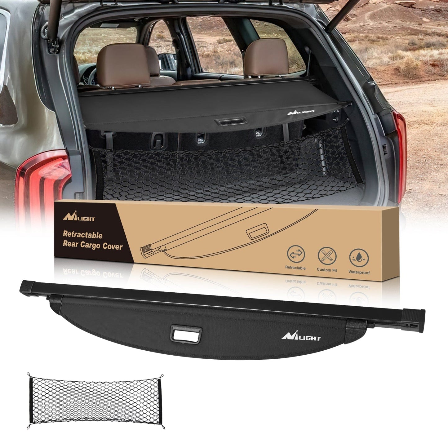 Trunk Cargo Cover 2020 2021 2022 2023 2024 2025 Kia Telluride Retractable Trunk Cargo Cover With Trunk Storage Net