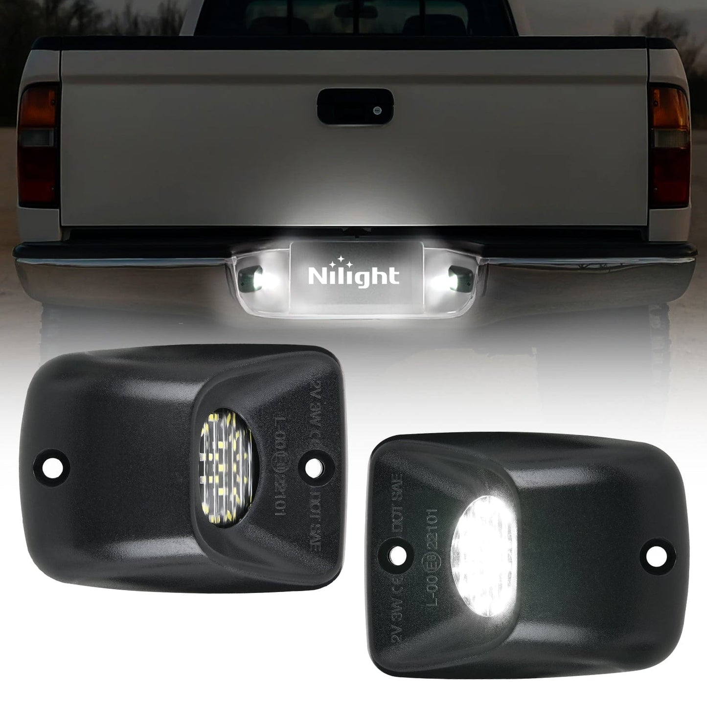 License Plate Lights Compatible with 1995 1996 1997 1998 1999 2000 2001 2002 2003 2004 Toyota Tacoma Black Housing 6000K White 2PCS Pack Headlights - Top Tuning Boost