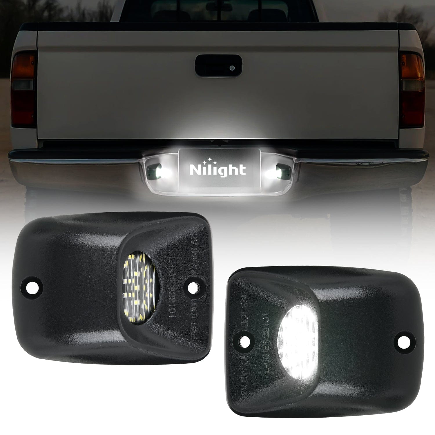 License Plate Lights Compatible with 1995 1996 1997 1998 1999 2000 2001 2002 2003 2004 Toyota Tacoma Black Housing 6000K White 2PCS Pack Headlights - Top Tuning Boost