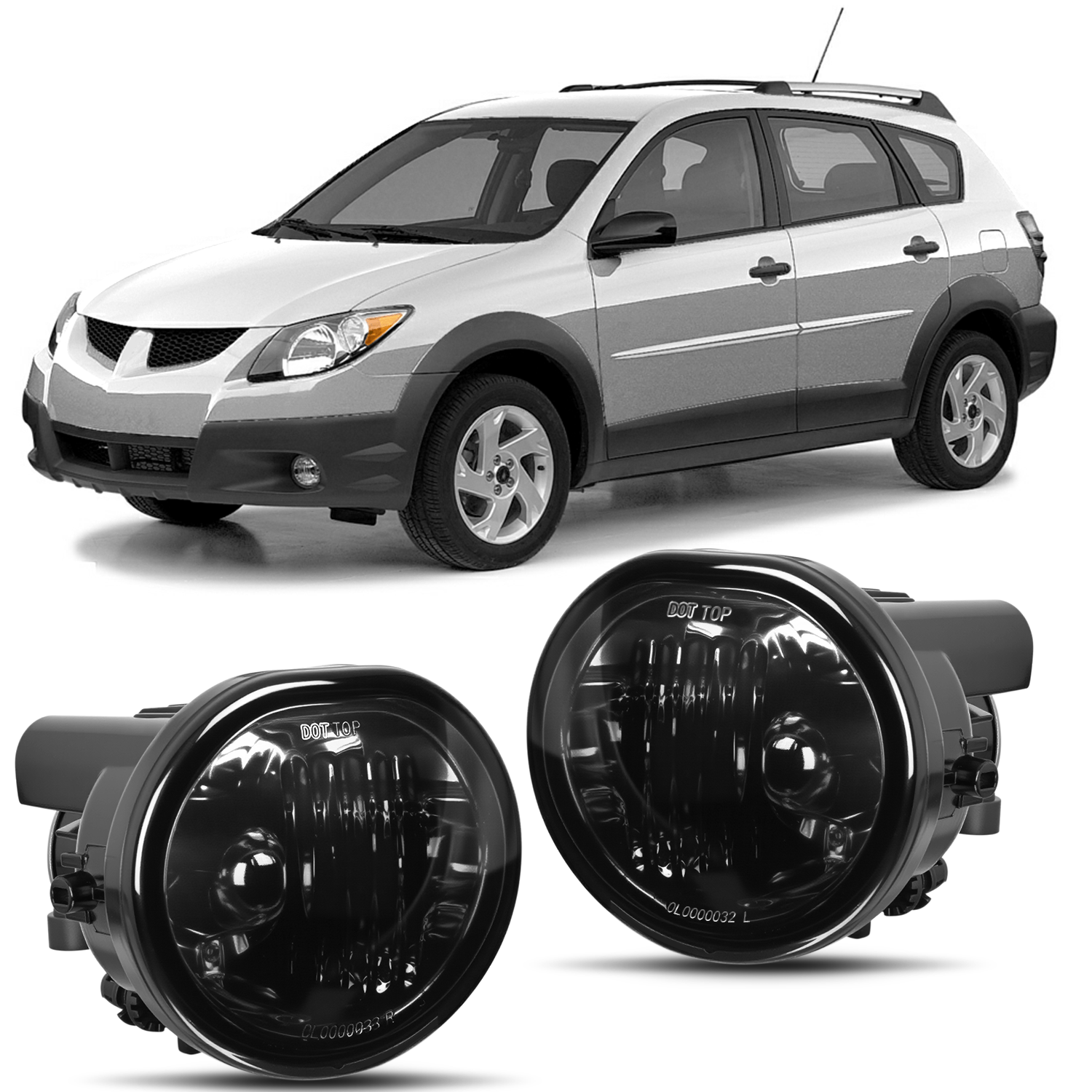 Fog Lights Assembly Compatible with 2003 2004 2005 2006 2007 2008 Toyota Matrix 2003-2008 Pontiac Vibe 2004-2010 Scion TC Smoke Lens w/9006 12V 55W Fog Lights - Top Tuning Boost