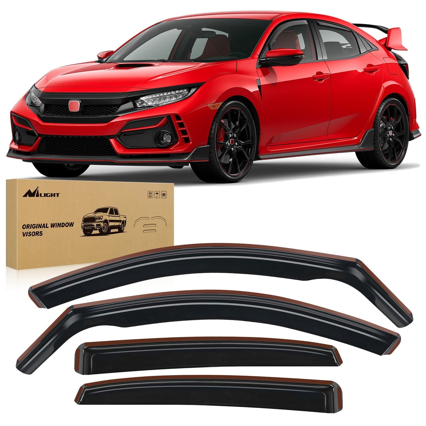 Rain Guards Rain Guards for Honda Civic Hatchback 2016 2017 2018 2019 2020 2021 Window Deflectors, Vent Window Visors-4pcs