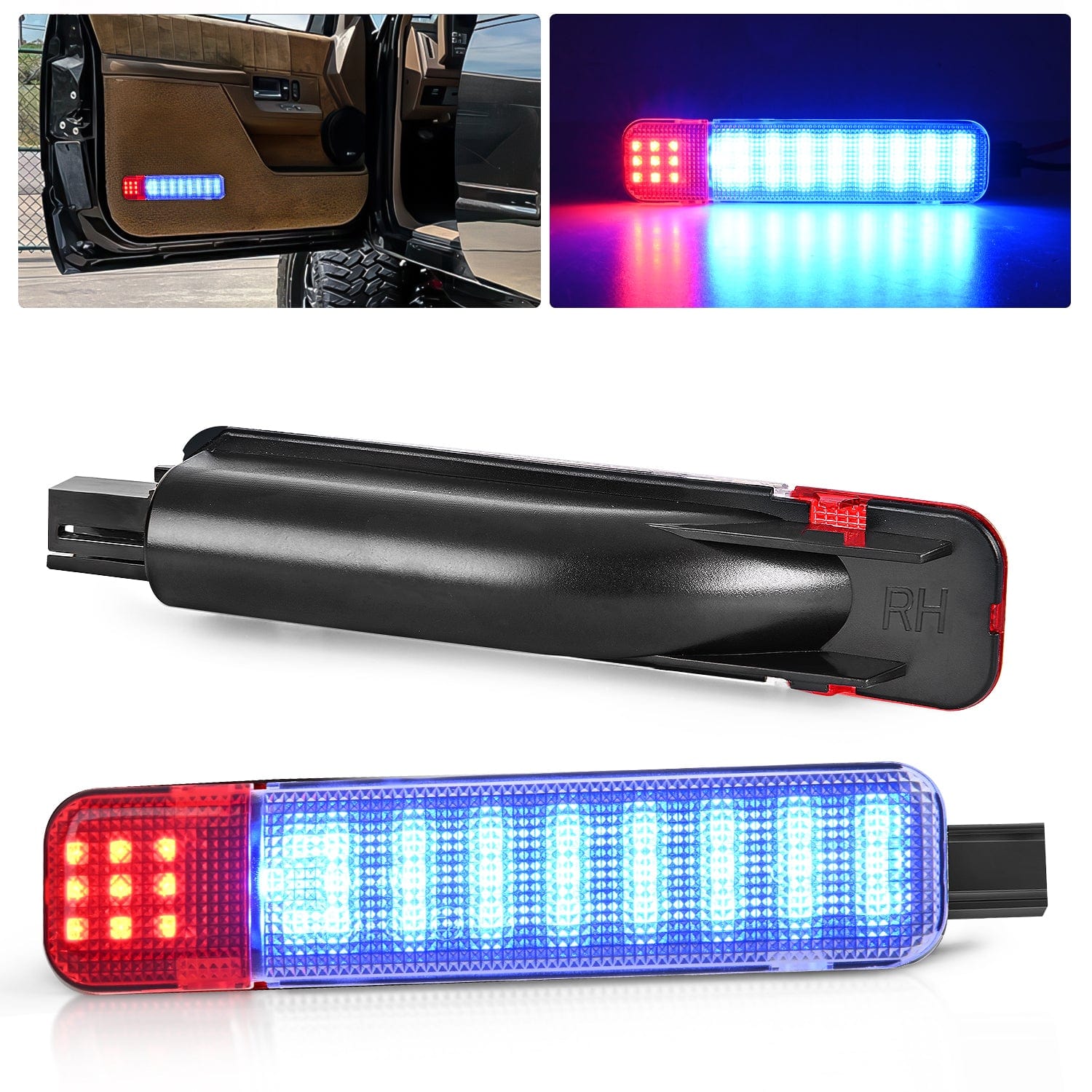 2PCS LED Interior Door Panel Light Courtesy Warning Lights Blue Red Plug and Play Compatible with Chevy GMC C/K Silverado Sierra 1500 2500 3500 HD Suburban Cadillac Escalade Hummer H2 Headlights - Top Tuning Boost