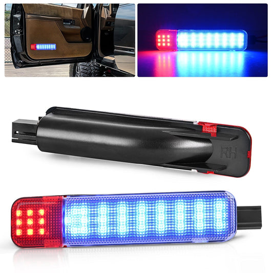 2PCS LED Interior Door Panel Light Courtesy Warning Lights Blue Red Plug and Play Compatible with Chevy GMC C/K Silverado Sierra 1500 2500 3500 HD Suburban Cadillac Escalade Hummer H2 Headlights - Top Tuning Boost